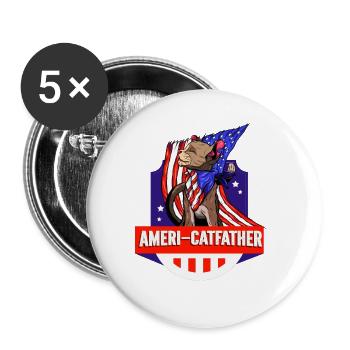 Ameri-catfather July 4 Independence Day - Buttons small 1''/25 mm (5-pack) - white - Front