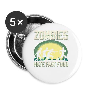 Zombie Hass Fast Food Läufer Marathon Kleidung - Buttons klein 25 mm (5er Pack) - Weiß - Vorne
