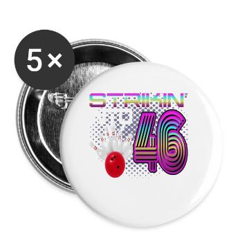 Striking Into 46 Bowling Bowler 46th Birthday - Buttons small 1''/25 mm (5-pack) - white - Front