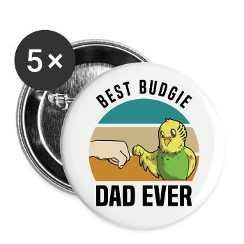 Perruche ondulée - Lot de 5 petits badges (25 mm) - blanc - Devant