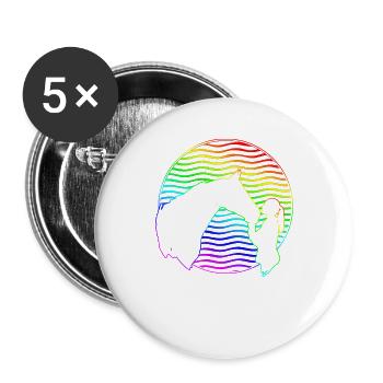 Équitation et équitation colorée - Lot de 5 petits badges (25 mm) - blanc - Devant