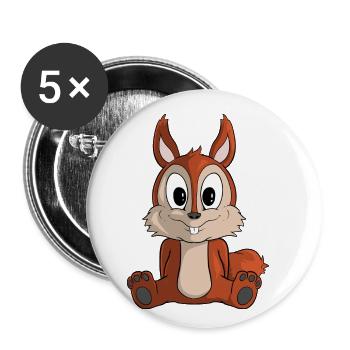 Süßes Cartoon Eichhörnchen - Buttons klein 25 mm (5er Pack) - Weiß - Vorne