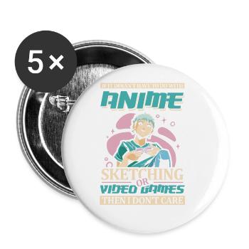 Anime Sketching Jeux Vidéo | Amateurs d’anime | - Lot de 5 petits badges (25 mm) - blanc - Devant