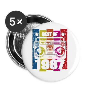 Best Of 1987 Stereo Radio Kassettenspieler - Buttons klein 25 mm (5er Pack) - Weiß - Vorne