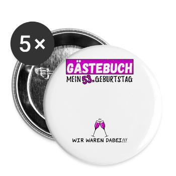 53. Geburtstag Gästebuch 53 Jahre - Buttons klein 25 mm (5er Pack) - Weiß - Vorne
