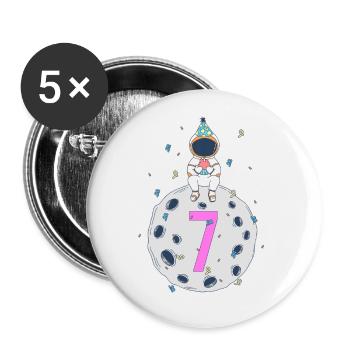 Fête d’anniversaire de l’espace du 7ème anniversaire - Lot de 5 petits badges (25 mm) - blanc - Devant