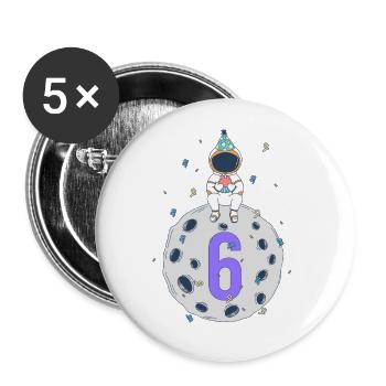 Fête d’anniversaire de l’espace du 6ème anniversaire - Lot de 5 petits badges (25 mm) - blanc - Devant