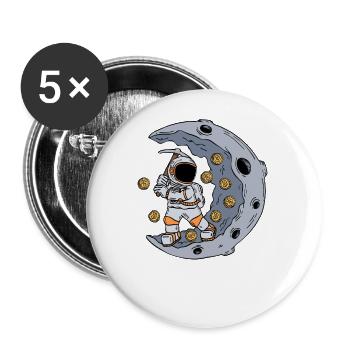 Astronaut mines BTC stock market - Buttons small 1''/25 mm (5-pack) - white - Front
