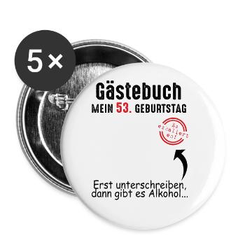 53. Geburtstag Gästebuch 53 Jahre - Buttons klein 25 mm (5er Pack) - Weiß - Vorne