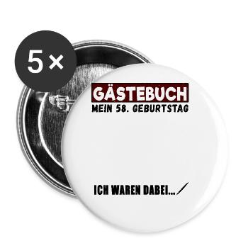 58. Geburtstag Gästebuch 58 Jahre - Buttons klein 25 mm (5er Pack) - Weiß - Vorne