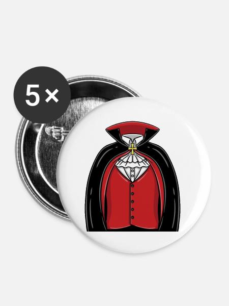 Vampir Kostüm Halloween - Buttons klein 25 mm (5er Pack) - Weiß