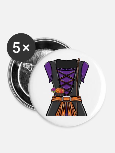 Hexe Kostüm Halloween - Buttons klein 25 mm (5er Pack) - Weiß
