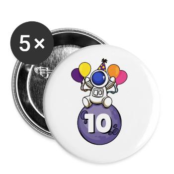 10 Jahre alt Weltraum Geburtstag 10. - Buttons klein 25 mm (5er Pack) - Weiß - Vorne