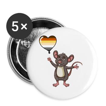 Maus Herzballon Gay Bear Pride - Buttons klein 25 mm (5er Pack) - Weiß - Vorne