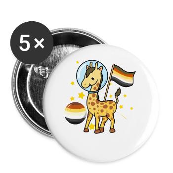 Giraffe Astronaut Gay Bear Pride - Buttons klein 25 mm (5er Pack) - Weiß - Vorne