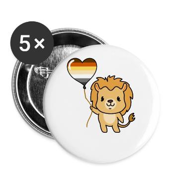 Löwe Ballon Gay Bear Pride - Buttons klein 25 mm (5er Pack) - Weiß - Vorne