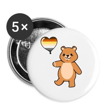 Teddybär Ballon Gay Bear Pride - Buttons klein 25 mm (5er Pack) - Weiß - Vorne