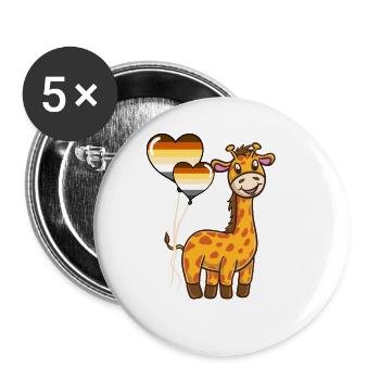 Giraffe Herzballon Gay Bear Pride - Buttons klein 25 mm (5er Pack) - Weiß - Vorne