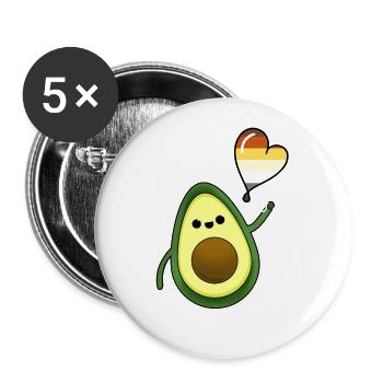 Avocado Herzballon Gay Bear Pride - Buttons klein 25 mm (5er Pack) - Weiß - Vorne
