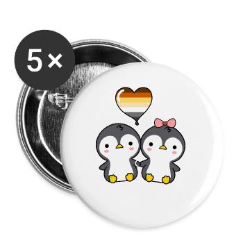 Pinguin-Paar Gay Bear Pride - Buttons klein 25 mm (5er Pack) - Weiß - Vorne