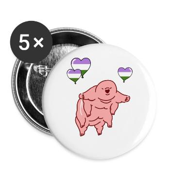 Tardigrade Balloon Genderqueer Pride - Buttons small 1''/25 mm (5-pack) - white - Front