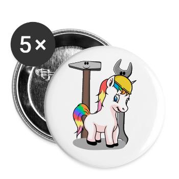 Construction site unicorn tool safety helmet build KInder - Buttons small 1''/25 mm (5-pack) - white - Front