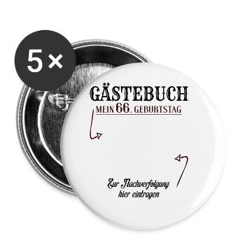 66 Jahre Gästebuch 66. Geburtstag Nachverfolgung - Buttons klein 25 mm (5er Pack) - Weiß - Vorne