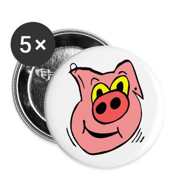 Funny Pig in Pink - Buttons small 1''/25 mm (5-pack) - white - Front