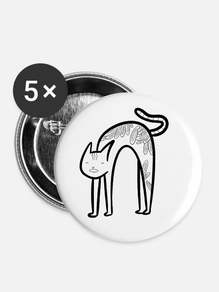 Lustige Katze - Buttons klein 25 mm (5er Pack) - Weiß