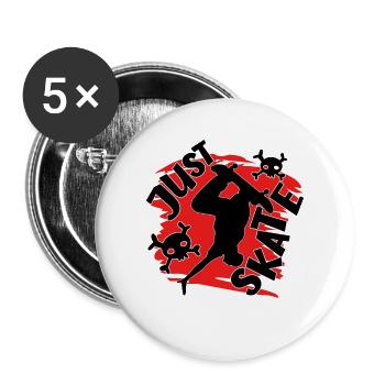Skater - Just Skate With Skulls - Skateboarder - Lot de 5 petits badges (25 mm) - blanc - Devant
