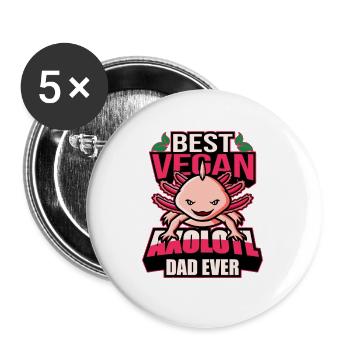 Axolotl Vegan | Pet Tail Lurch Idée cadeau - Lot de 5 petits badges (25 mm) - blanc - Devant