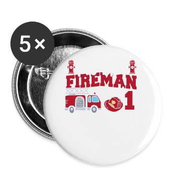 Ce petit pompier a maintenant 1, - Lot de 5 petits badges (25 mm) - blanc - Devant