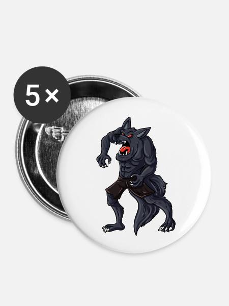 Werwolf - Buttons klein 25 mm (5er Pack) - Weiß
