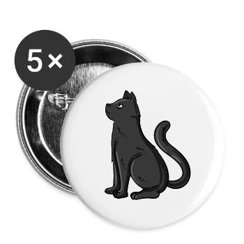 Black cat - Buttons small 1''/25 mm (5-pack) - white - Front