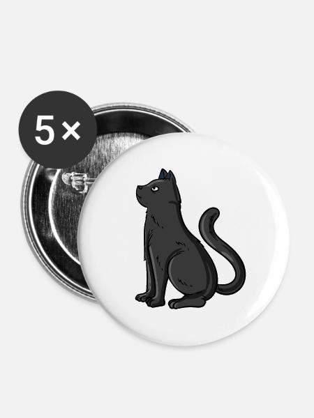 Schwarze Katze - Buttons klein 25 mm (5er Pack) - Weiß