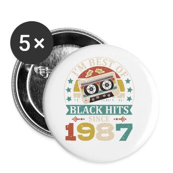 I'm Best Of Black Hits Seit 1987 Kassette - Buttons klein 25 mm (5er Pack) - Weiß - Vorne
