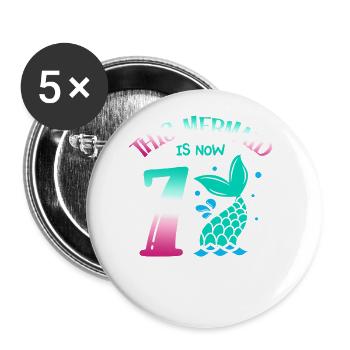 Diese Meerjungfrau Ist Jetzt 7, Märchenhafter 7. - Buttons klein 25 mm (5er Pack) - Weiß - Vorne