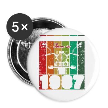Best Of 80's Geboren 1987 Klassisches Motorrad - Buttons klein 25 mm (5er Pack) - Weiß - Vorne