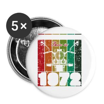 Best Of 70's Geboren 1972 Klassisches Motorrad - Buttons klein 25 mm (5er Pack) - Weiß - Vorne