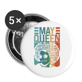May - Month of birth of the Queen - Celebrate the - Buttons small 1''/25 mm (5-pack) - white - Front
