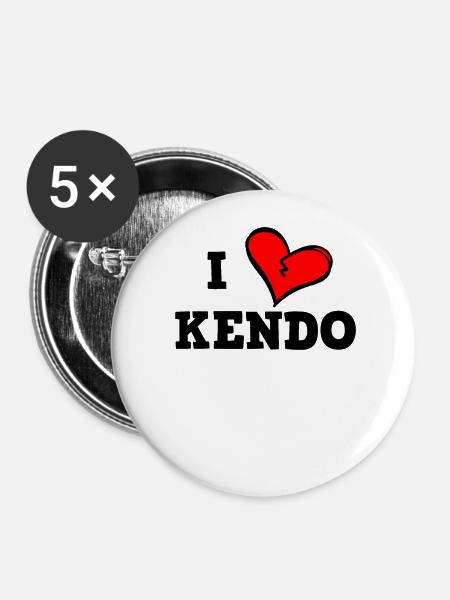 Ich liebe Kendo - Buttons klein 25 mm (5er Pack) - Weiß