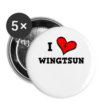 Ich liebe Wingtsun - Buttons klein 25 mm (5er Pack) - Weiß - Vorne