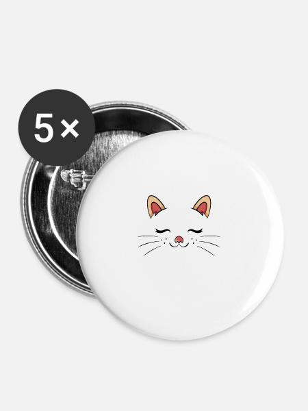 Katze- sleeping cat - Buttons klein 25 mm (5er Pack) - Weiß