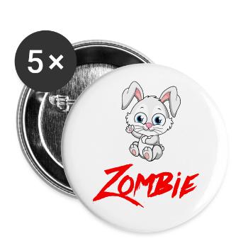 ZOMBIE HASE Halloween Apocalypse Horror Monster - Buttons small 1''/25 mm (5-pack) - white - Front