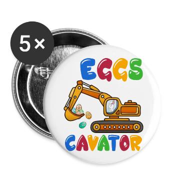 Drôles d’œufsCavatricePelleteuse heureuse Pâques Oeuf Enfants - Lot de 5 petits badges (25 mm) - blanc - Devant