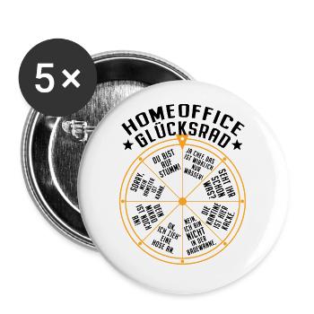 Homeoffice Glücksrad Büro Heimarbeit Home Office - Buttons klein 25 mm (5er Pack) - Weiß - Vorne