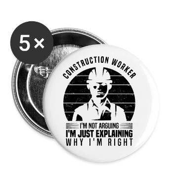 Électricien - Lot de 5 petits badges (25 mm) - blanc - Devant