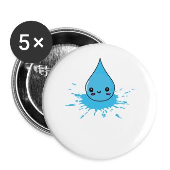 bursting and splashing - water drops - Buttons small 1''/25 mm (5-pack) - white - Front