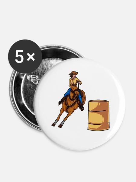 Fassrennen Pferderennen - Buttons klein 25 mm (5er Pack) - Weiß