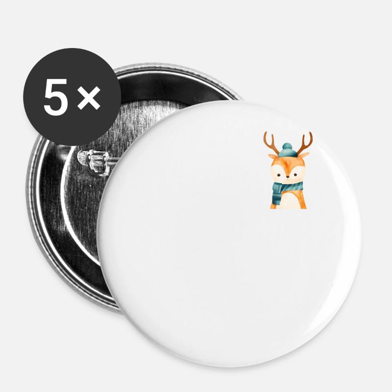 Deer Chest Pocket - Buttons small 1''/25 mm (5-pack) - white